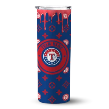 personalized texas rangers camo streak blue skinny tumbler best selling.webp