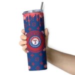 personalized texas rangers camo streak blue skinny tumbler best selling.webp
