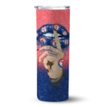 personalized texas rangers sparkle lips blue skinny tumbler best selling.webp