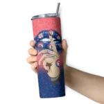 personalized texas rangers sparkle lips blue skinny tumbler best selling.webp