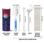 personalized texas rangers spiral burst print blue skinny tumbler best selling.webp