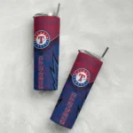 personalized texas rangers spiral burst print blue skinny tumbler best selling.webp