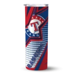 personalized texas rangers web stripes blue white skinny tumbler best selling.webp