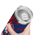 personalized texas rangers web stripes blue white skinny tumbler best selling.webp