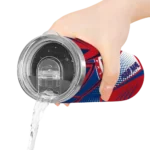 personalized texas rangers web stripes blue white skinny tumbler best selling.webp