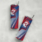 personalized texas rangers web stripes blue white skinny tumbler best selling.webp