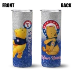 personalized texas rangers winnie the pooh blue gray skinny tumbler best selling.webp