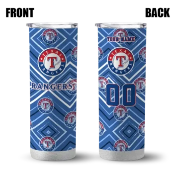 personalized texas rangers zipper leopard blue skinny tumbler fashion forward.webp