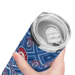 personalized texas rangers zipper leopard blue skinny tumbler best selling.webp