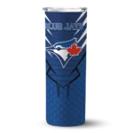 personalized toronto blue jays chevron stripes blue skinny tumbler best selling.webp