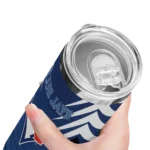 personalized toronto blue jays chevron stripes blue skinny tumbler best selling.webp