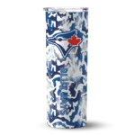 personalized toronto blue jays claw marks blue white skinny tumbler best selling.webp