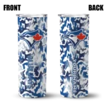 personalized toronto blue jays claw marks blue white skinny tumbler best selling.webp