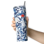 personalized toronto blue jays claw marks blue white skinny tumbler best selling.webp