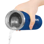 personalized toronto blue jays metallic grid blue skinny tumbler best selling.webp