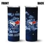 personalized toronto blue jays rose romance blue black skinny tumbler best selling.webp