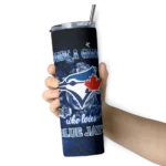 personalized toronto blue jays rose romance blue black skinny tumbler best selling.webp