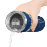 personalized toronto blue jays sparkle drip blue skinny tumbler best selling.webp