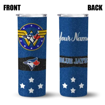 personalized toronto blue jays star cluster blue skinny tumbler fashion forward.webp