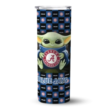 personalized toronto blue jays yoda cozy blue black skinny tumbler best selling.webp