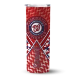 personalized washington nationals monogram burst red white skinny tumbler best selling.webp