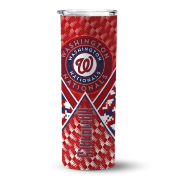 personalized washington nationals monogram burst red white skinny tumbler best selling.webp