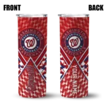 personalized washington nationals monogram burst red white skinny tumbler best selling.webp