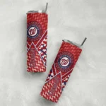 personalized washington nationals monogram burst red white skinny tumbler best selling.webp