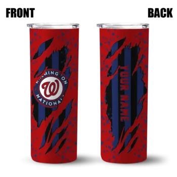 personalized washington nationals star pop red black skinny tumbler fashion forward.webp