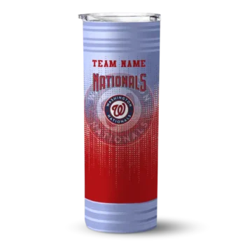 personalized washington nationals swirl texture red skinny tumbler best selling.webp