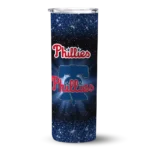 philadelphia phillies radiant glitter blue skinny tumbler best selling.webp