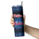 philadelphia phillies radiant glitter blue skinny tumbler best selling.webp