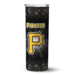 pittsburgh pirates radiant glitter black skinny tumbler best selling.webp