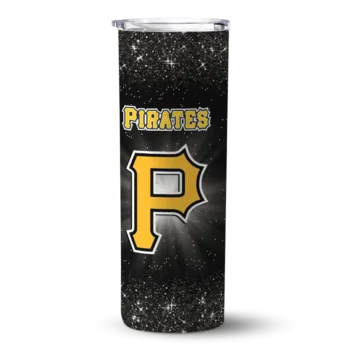 pittsburgh pirates radiant glitter black skinny tumbler best selling.webp