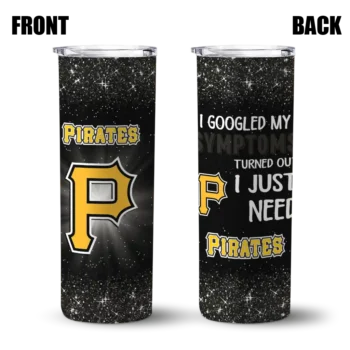 pittsburgh pirates radiant glitter black skinny tumbler fashion forward.webp