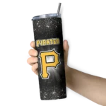 pittsburgh pirates radiant glitter black skinny tumbler best selling.webp
