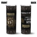 san diego padres radiant glitter brown skinny tumbler best selling.webp