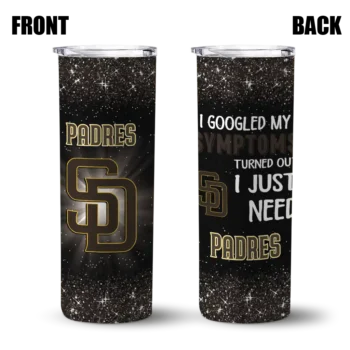 san diego padres radiant glitter brown skinny tumbler fashion forward.webp