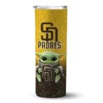 san diego padres yoda smile brown skinny tumbler best selling.webp