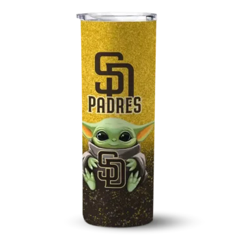 san diego padres yoda smile brown skinny tumbler best selling.webp
