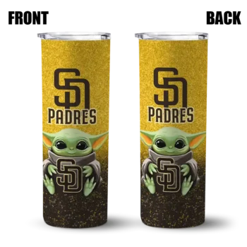 san diego padres yoda smile brown skinny tumbler fashion forward.webp