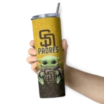 san diego padres yoda smile brown skinny tumbler best selling.webp