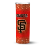 san francisco giants radiant glitter orange skinny tumbler best selling.webp