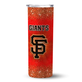san francisco giants radiant glitter orange skinny tumbler best selling.webp