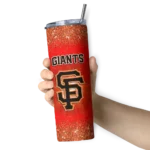 san francisco giants radiant glitter orange skinny tumbler best selling.webp