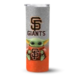 san francisco giants yoda smile orange skinny tumbler best selling.webp