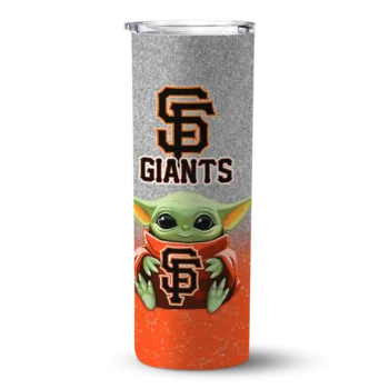 san francisco giants yoda smile orange skinny tumbler best selling.webp