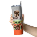 san francisco giants yoda smile orange skinny tumbler best selling.webp