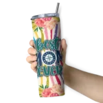 seattle mariners flower cluster skinny tumbler best selling.webp
