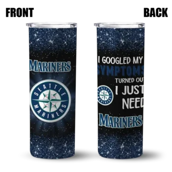 seattle mariners radiant glitter navy blue skinny tumbler fashion forward.webp